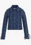Jean Paul Gaultier Laced-up Denim Jacket In Blue