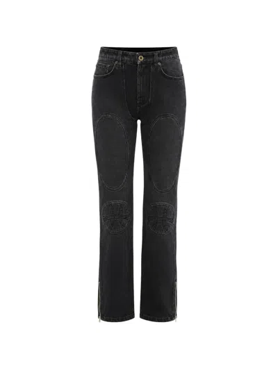 Jean Paul Gaultier Denim Jeans With Lacing And Knee Bonding Detail 26 In Black