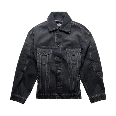 Pre-owned Jean Paul Gaultier Lacing And Elbow Detail Denim Jacket 'black' | Women's Size Xxl