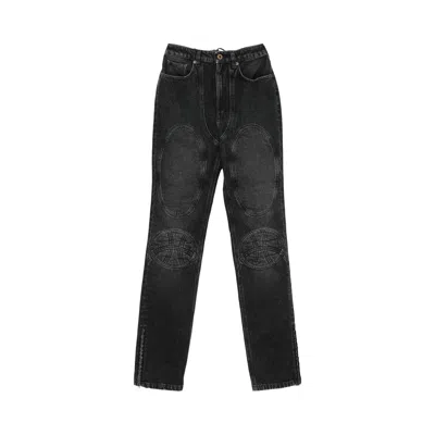 Pre-owned Jean Paul Gaultier Lacing And Knee Detail Denim Jeans 'black' | Men's Size 30
