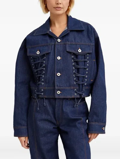 Jean Paul Gaultier Lacing-detail Denim Jacket In Blue