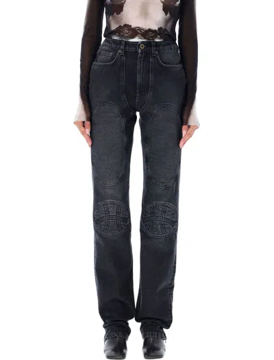 Jean Paul Gaultier Jeans With Padded Inlays And Lace Up In Black
