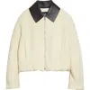 Jean Paul Gaultier Lambskin Leather Collar Bomber Jacket In Neutral