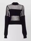 Jean Paul Gaultier Lambswool Ribbed Mesh Cut Out Sweater In Black