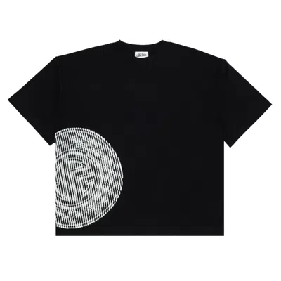 Pre-owned Jean Paul Gaultier Laurier Stamp Printed Logo Jersey Oversized Tee 'black' | Men's Size S