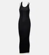 Jean Paul Gaultier Cotton Ribbed Twisted Double Layer Sleeveless Dress In Black