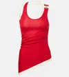 Jean Paul Gaultier Ribbed Twisted Double Layer Cotton Tank Top In Red