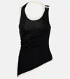 Jean Paul Gaultier Cotton Ribbed Twisted Double Layer Tank Top Clothing In Black