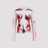 Jean Paul Gaultier Flower Body Morphing Mariniere Print Top In Mint Palepink Red