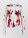 Jean Paul Gaultier Flower Body Morphing Mariniere Print Top In Pink