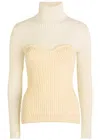 Jean Paul Gaultier Layered Ribbed Wool-blend Top In Beige