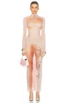 Jean Paul Gaultier Le Classique Printed Stretch-jersey Turtleneck Maxi Dress In Pale Pink & Dusty Pink