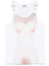 Jean Paul Gaultier Sheer Mesh Top Featuring Graphic Print In White