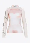 Jean Paul Gaultier Le Classique Printed Mesh Top In Pink