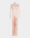 Jean Paul Gaultier Le Classique Printed Stretch-jersey Turtleneck Maxi Dress In Dusty Pink