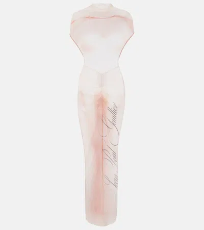 JEAN PAUL GAULTIER LE CLASSIQUE PRINTED MESH MAXI DRESS