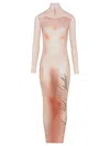 Jean Paul Gaultier Le Classique Printed Stretch-jersey Turtleneck Maxi Dress