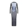 Jean Paul Gaultier Le Male Printed Mesh Long-sleeve Maxi Dress In Grey