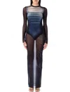 Jean Paul Gaultier Le Male Mesh Long Dress In Black