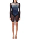 Jean Paul Gaultier Le Mâle Printed Mesh Mini Dress In Navy