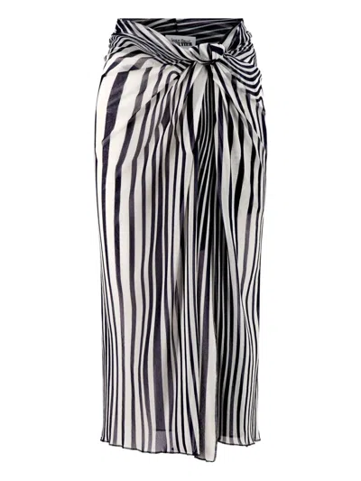 Jean Paul Gaultier Le Paréo Striped Morphing Body Skirt In White