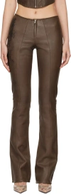Jean Paul Gaultier Leather Flared Pants In Brown