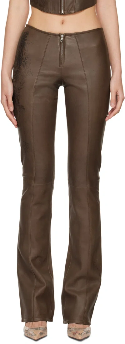 Jean Paul Gaultier Leather Flared Pants