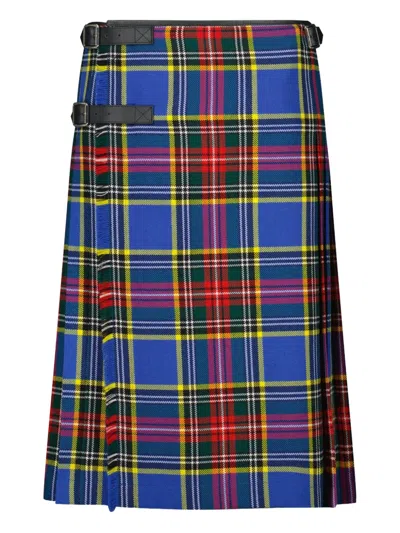 Jean Paul Gaultier Leather-strap Midi Kilt In Multi