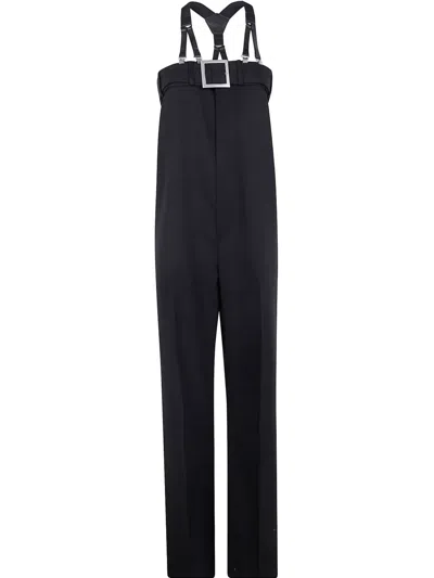 JEAN PAUL GAULTIER LEATHER-TRIMMED JUMPSUIT