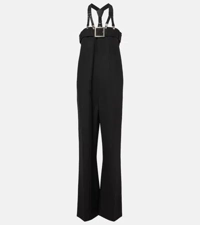 Jean Paul Gaultier Jumpsuit Aus Schurwolle Mit Leder In Black