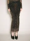 Jean Paul Gaultier Mesh Long Skirt Printed Leopard In Black