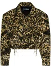 Jean Paul Gaultier Leopard-print Lace-up Denim Jacket In 褐色