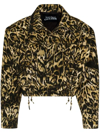 JEAN PAUL GAULTIER LEOPARD-PRINT DENIM JACKET