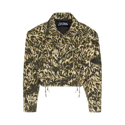 Pre-owned Jean Paul Gaultier Leopard Print Denim Jacket 'beige/brown/dark Brown/black' | Tan | Women's Size S