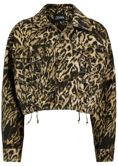 Jean Paul Gaultier Leopard-print Lace-up Denim Jacket