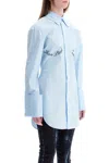 Jean Paul Gaultier Light Blue Cotton Shirt With Underboob Print In Babyblue (blue)