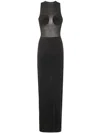 Jean Paul Gaultier Light Jersey Long Dress With Covered Cup Detail In Black