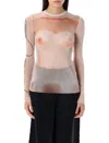 Jean Paul Gaultier Sheer Mesh Top Featuring Graphic Print