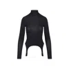 Jean Paul Gaultier Long Sleeve Top Garter Detail In Black