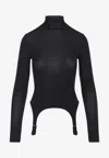 Jean Paul Gaultier Lingerie-inspired Garter Top In Stretch Rayon In Black