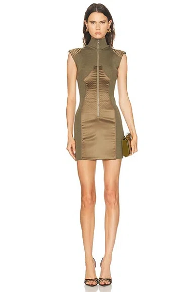 Jean Paul Gaultier Lingerie Satin Cut Out Zipped Short Dress In Brown