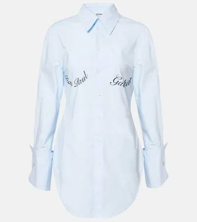 JEAN PAUL GAULTIER LOGO COTTON-BLEND POPLIN SHIRT