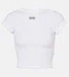 Jean Paul Gaultier Logo Cotton Jersey Crop Top In White