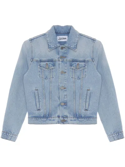 Jean Paul Gaultier Logo Denim Jacket In Blue