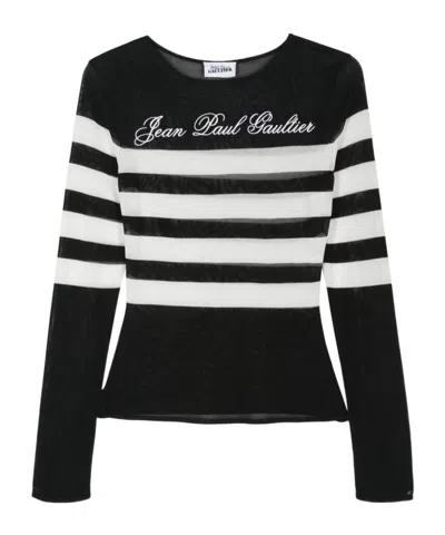 JEAN PAUL GAULTIER LOGO-EMBROIDERED STRIPED JUMPER