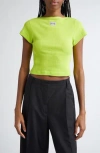 Jean Paul Gaultier Logo Patch Crop Baby Tee In Green
