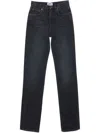 Jean Paul Gaultier Logo-patch High-waist Straight-leg Jeans In 黑色