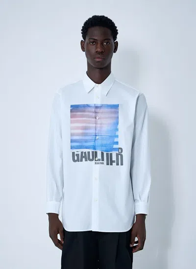 Jean Paul Gaultier Logo Print Button-down Shirt In White