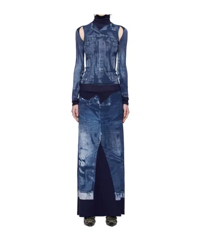 Jean Paul Gaultier Logo Print Dress In 5950 Navy/blue