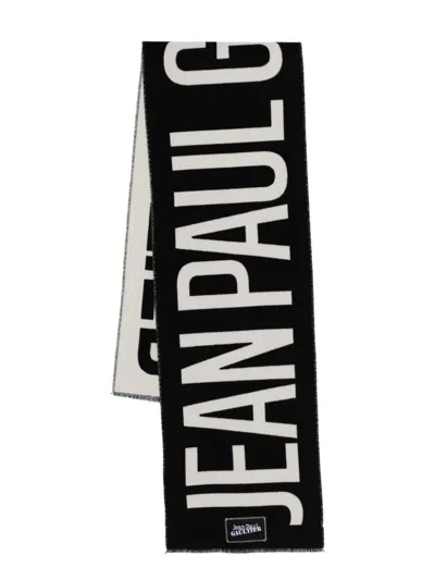 Jean Paul Gaultier Logo-print Scarf In Black
